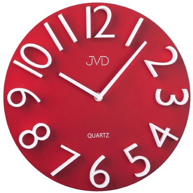 Sonderaktion! JVD HB22.3 Wanduhr Quarz analog rot rund modern