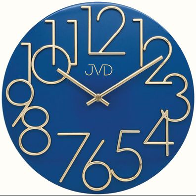 Sonderaktion! JVD HT23.3 Wanduhr Quarz analog Metall blau rund modern