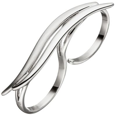 NEU ECHT OVP: Damen Ring Zweifingerring 925 Sterling Silber matt mattiert Silbe
