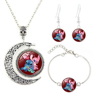Lilo Stitch Angel Schmuckset mit Mond Halskette Armband Ohrring Cosplay Juwelen