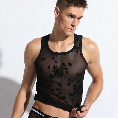 Sexy Herren Wetlook Shirt Transparente Rose Dessous L XL 2XL Slim Fit Fetisch Top