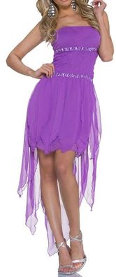 SeXy Miss Damen Vokuhila High low Bandeau Kleid Chiffon Zipfel Dress 34/36/38 lila