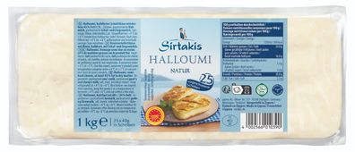Sirtakis Halloumi-Käse geschnitten 1kg Grillkäse aus Zypern PDO als Halloumi-Burger