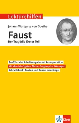 Klett Lektuerehilfen Johann Wolfgang Goethe, Faust Der Tragoedie Er