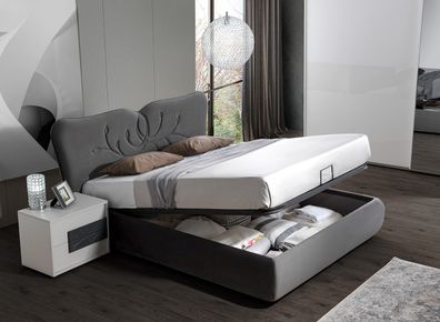Modernes Schlafzimmer KATJA Komplett-Set Kopfteil mit Polsterung Anthrazit-Weiß