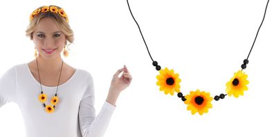Kette Sonnenblumen Blumenkette Blütenkette Gärtner Hippie Sun Festival Karneval