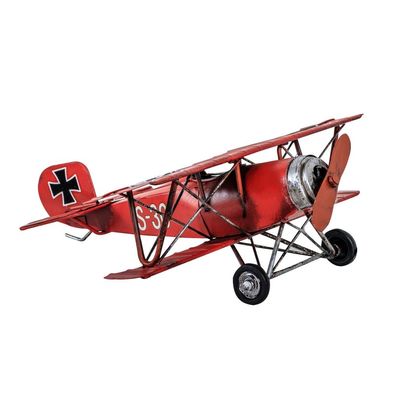 Modellflugzeug roter Baron Flugzeug Modell Blech Metall Antik-Stil 25cm