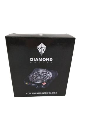 Diamond Hookah Hotplate Kohleanzünder inkl. SIEB 1000W Schwarz