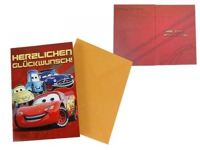 Disney Geburtstagskarte Cars Team Lightning Piston Cup