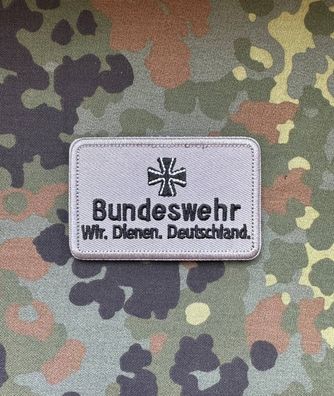 Patch "Bundeswehr - Wir dienen Deutschland" Grau Morale Abzeichen, Klett Aufnäher BW