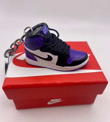 Mini Nike Air Jorden 3D Sneaker Schlüsselanhänger Jump Man lila