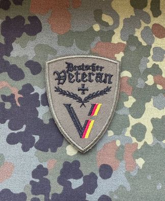 Patch "Bundeswehr - Deutscher Veteran" in Olive Morale Abzeichen, Klett Aufnäher
