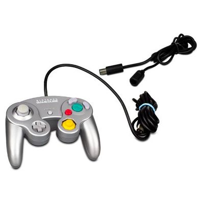Original Nintendo Gamecube Controller Platinum SILBER + Controller Verlängerung - ...