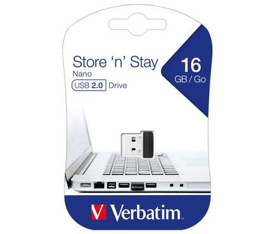 Verbatim USB 2.0 Stick 16GB, Nano Store'n'Stay