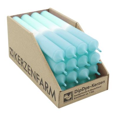 DIP DYE Stabkerzen aus Paraffin, 180/22 mm, Eisblau-Mint, Kerzenfarm HAHN, Brenn