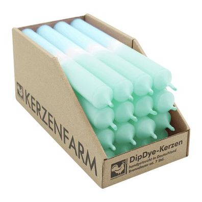 DIP DYE Stabkerzen aus Paraffin, 180/22 mm, Mint-Eisblau, Kerzenfarm HAHN, Brenn