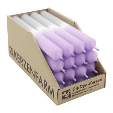 DIP DYE Stabkerzen aus Paraffin, 180/22 mm, Violett-Grau, Kerzenfarm HAHN, Brenn