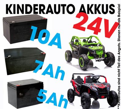 Kinderauto Akku / Batterie / 24V 5A -7A -10A -14A Kapazität für Quad Buggy|Lagegeräte