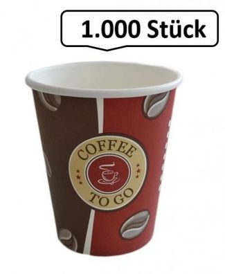 Kaffeebecher, Pappbecher Topline 8oz, Volumen: 0,20 l, Ø 80 mm, 1.000 Stk, Coffee To