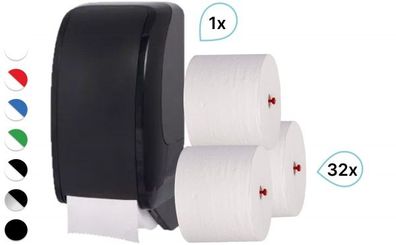 SET: 1x Toilettenpapierspender Doppelrollen Blanc Cosmos verschied. Farben + 32 Toile