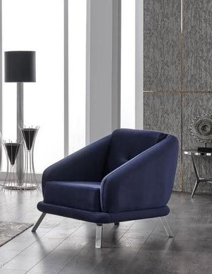 Sessel Luxus Wohnzimmer Modern Design Textil Möbel Luxus Sitz Blau