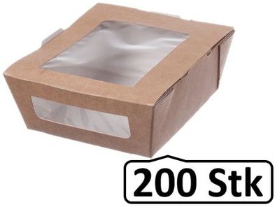 Kartonverpackungen Snackboxen mit Sichtfenster 450ml 200 Stk, to go, take away, biolo