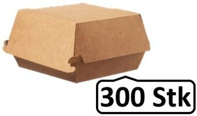 Hamburger-Box klein 300 Stk, to go, take away, biologisch abbaubar, natürliches Desig