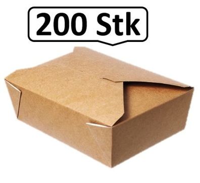 Lunch-Box 1000ml 200 Stk, to go, take away, biologisch abbaubar, natürliches Design,