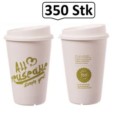 SET: Mehrweg Kaffeebecher mit Deckel 12oz, Volumen: 0,30 l, 350 Stk, Coffee To Go, na