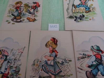 5 alte Postkarten Richard Kienle K. Eberle Kinder Waschtrog Rebenernte Wanderbub Gäns