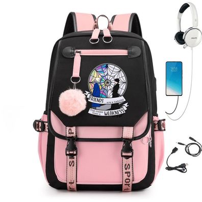Wednesday Addams USB-Lade Schultaschen College Stil Rucksack Outdoor Backpack