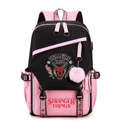Stranger Things Eleven USB-Lade Schultaschen Cartoon Rucksack Outdoor Backpack