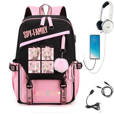 SPY×FAMILY Anya USB-Lade Schultaschen College Stil Rucksack Outdoor Backpack