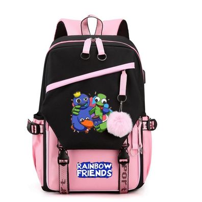 Cartoon Rainbow Friends USB-Lade Schultaschen College Stil Rucksack Outdoor Backpack