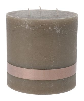XL 3-Docht Kerze 14 cm unparfümiert - taupe - Stumpenkerze groß geruchlos