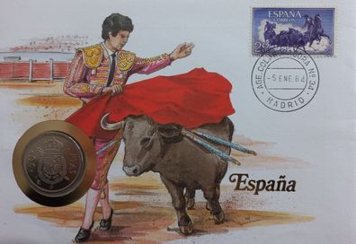 Spanien Espania 50 Pesetas 1983 Münze und Briefmarke Numisbrief B495 + M7587