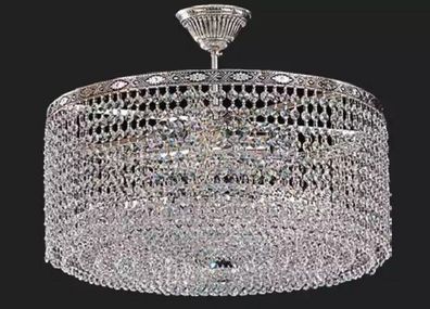 Runde Deckenlampe Deckenleuchter Luxus Silber Kronleuchter Lüster Kristall