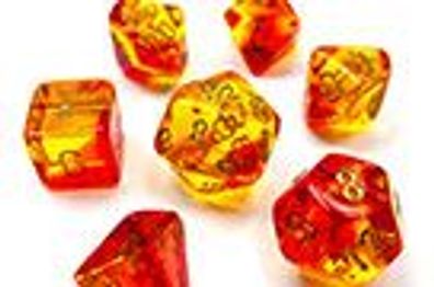 Gemini Polyhedral Translucent Red-Yellow/ gold d20