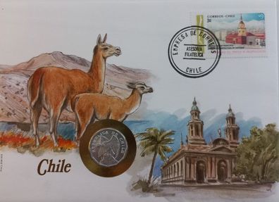 Chile 10 Centavos 1976-1979 Münze und Briefmarke Numisbrief 7495 + M7845