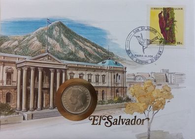 El Salvador 10 Centavos 1977 Münze und Briefmarke Numisbrief 7495 + M7845