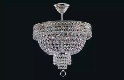 Lüster Deckenleuchter Luxus Silber Kronleuchter Deckenlampe Kristall