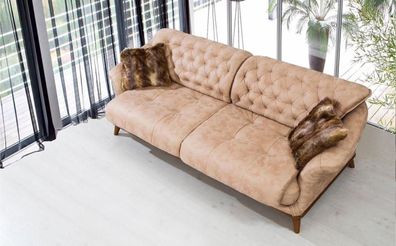 Braune Couch Sofa Wohnzimmer Couchen Polster Möbel Dreisitzer 221cm