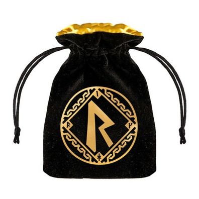 Qwsbrun121 - Runic Black & golden Velour Dice Bag (Q Workshop)