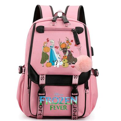 Frozen Elsa Anna Olaf USB-Lade Schultaschen College Stil Rucksack Outdoor Backpack