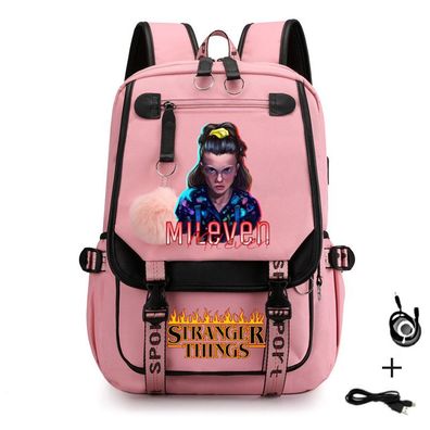 Stranger Things Eleven Dustin USB-Lade Schultaschen Cartoon Rucksack Outdoor Backpack