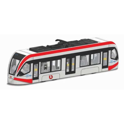 Bburago 18-32105 - Modellzug - Street Fire City Tram (rot-weiß, 19cm) Zug Bahn