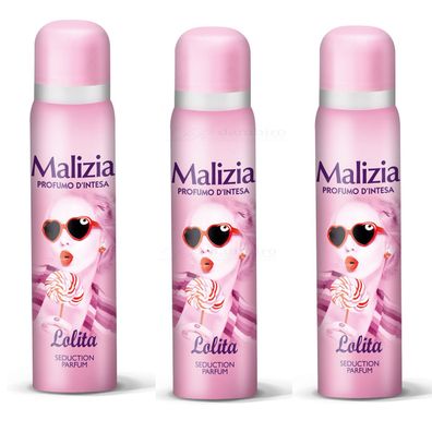 Malizia DONNA Body Spray deodorant deo Lolita 3x 100ml