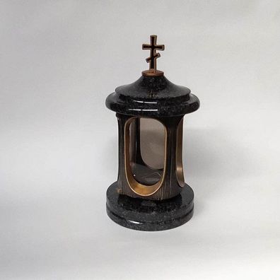 Grablampe Grab-laterne mit Orthodoxem Kreuz aus Granit Impala