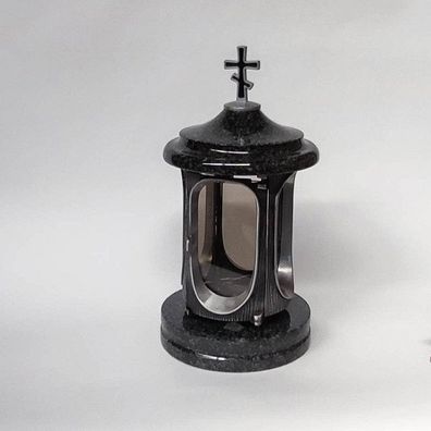 Grablampe Grablaterne mit Orthodoxem Kreuz aus Granit Impala