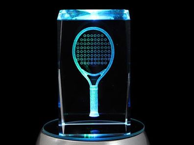 Kristall Quader Motiv Tennisschläger Farbe klar